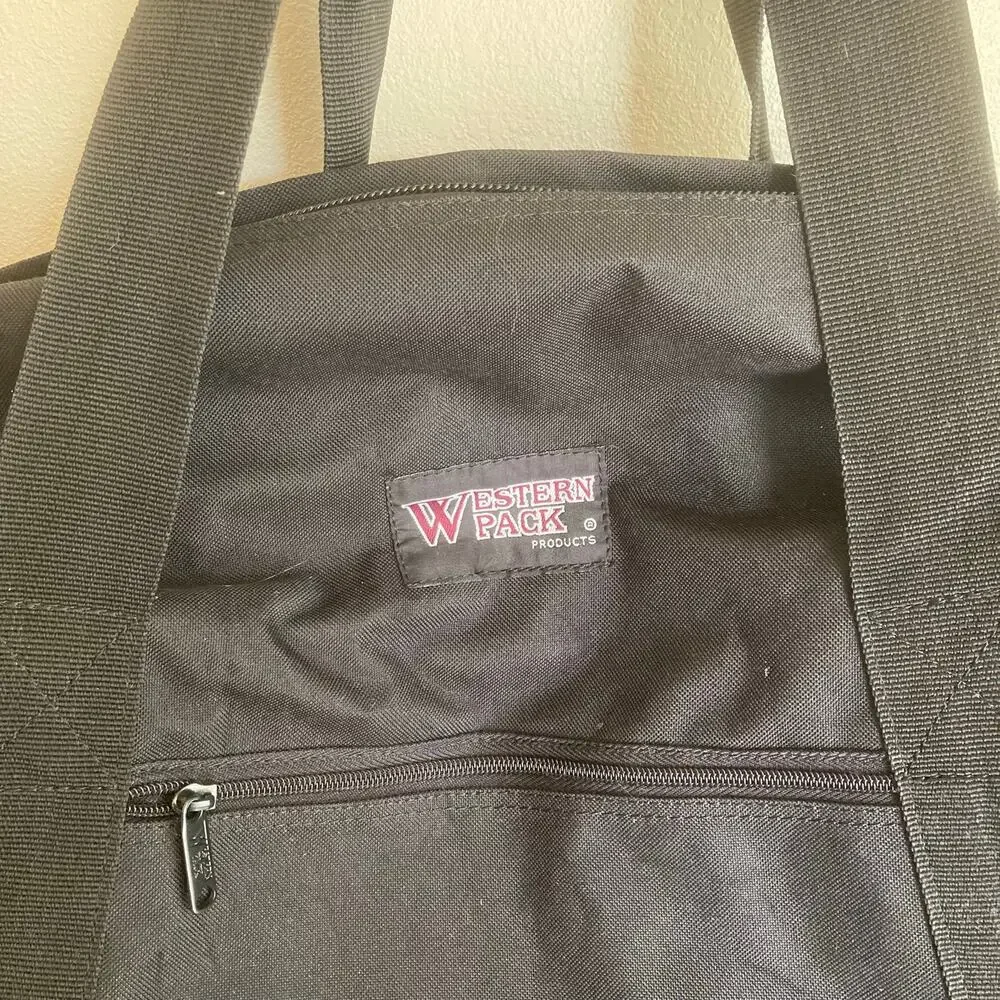 Western Pack Duffle Bag L Black Outdoors Travel Gear Gym Weekender Trip 30x24